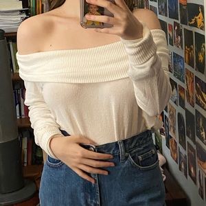 White off the shoulder sweater